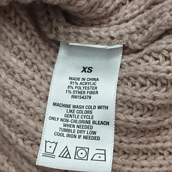 Aeropostale Pink with Metallic Cropped Boxy Sweater Open Knit Side Vent - Picture 6 of 10